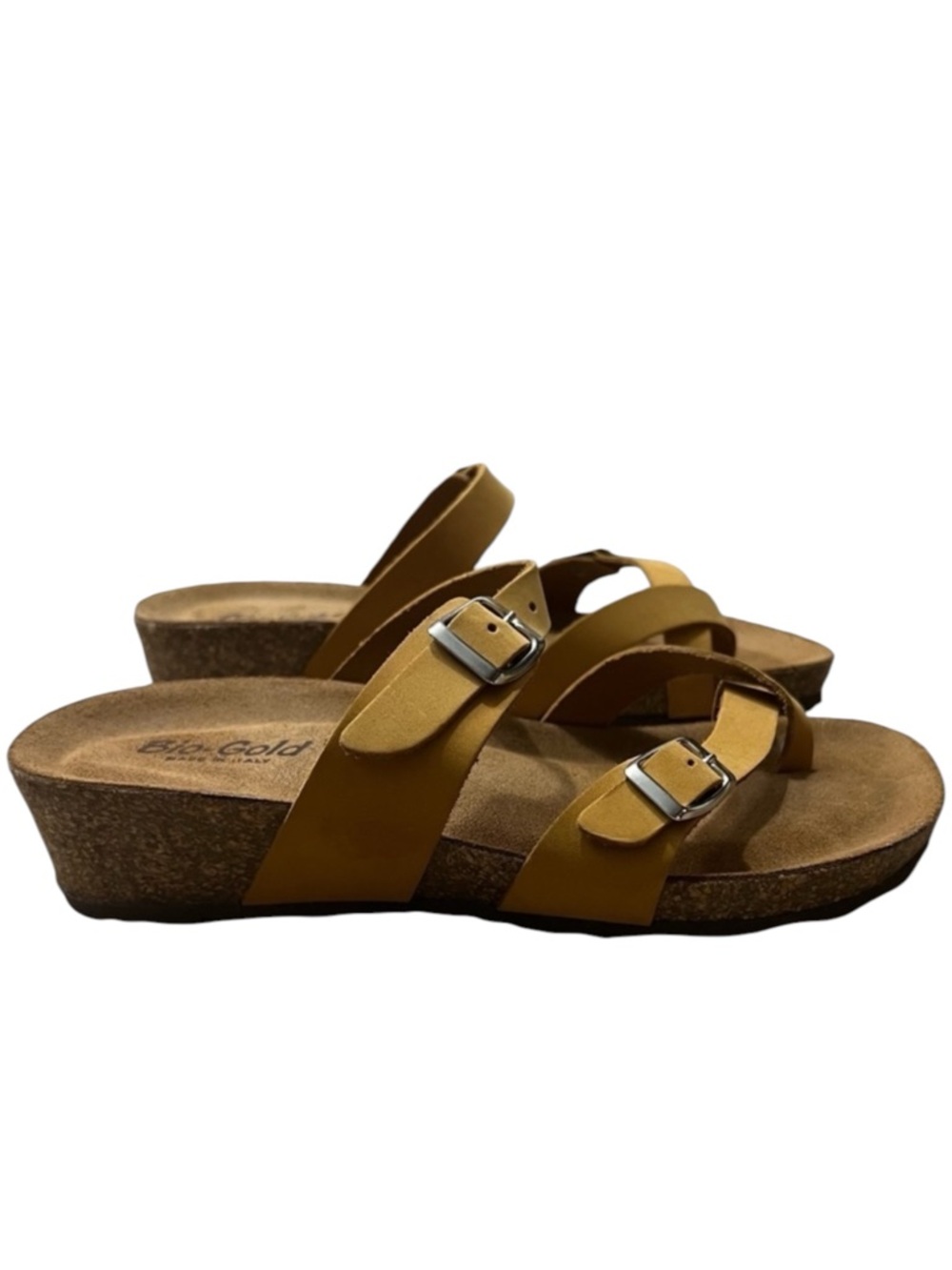 BIO-GOLD Footbed Sandals Made in Italy in Tan Leather Size 7.5